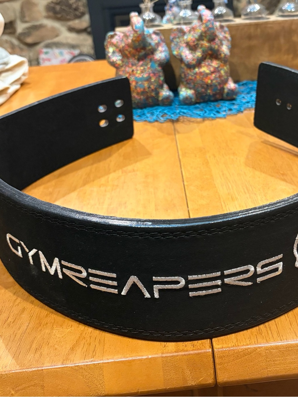 Gymreapers Black Leather Weightlifting Belt